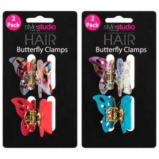 Style Studio Hair Butterfly Clamps 2pk - Red 4 Style Studio Hair Butterfly Clamps 2pk - Red - Image 2