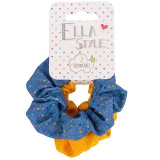 Ella Style Scrunchies 2pk - Blue & Gold 3 Ella Style Scrunchies 2pk - Blue & Gold